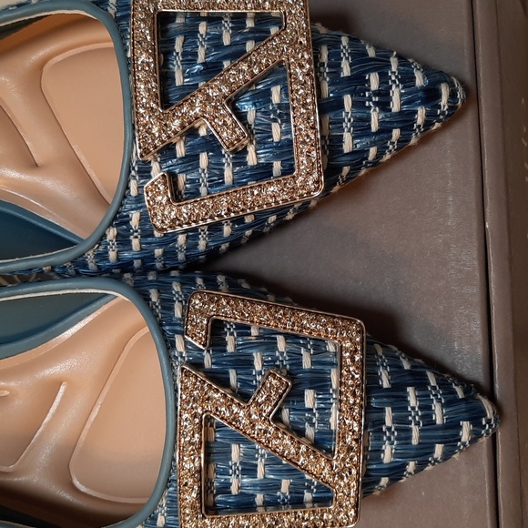 Franco Sarto Textured Blue Slingback Heels Sz 6.5 - Picture 7 of 9